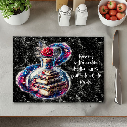 Reading Pastime Chopping Cutting Board or Coaster