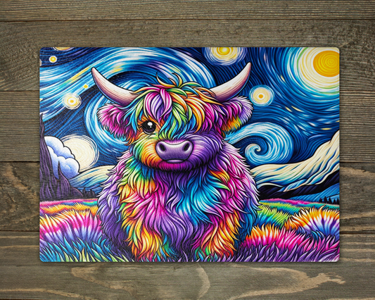 Rainbow Highland Cow Chopping Cutting Board