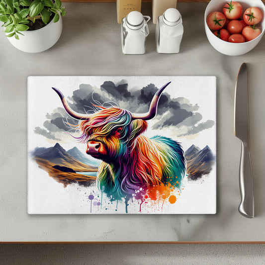Rainbow Cow 2 Glass Chopping Cutting Board