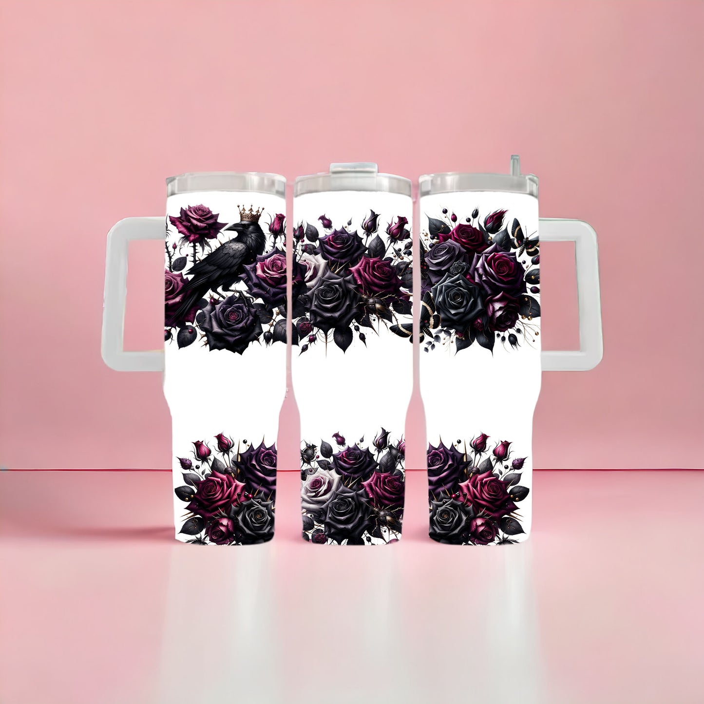 Raven and Flowers 40oz Tumbler