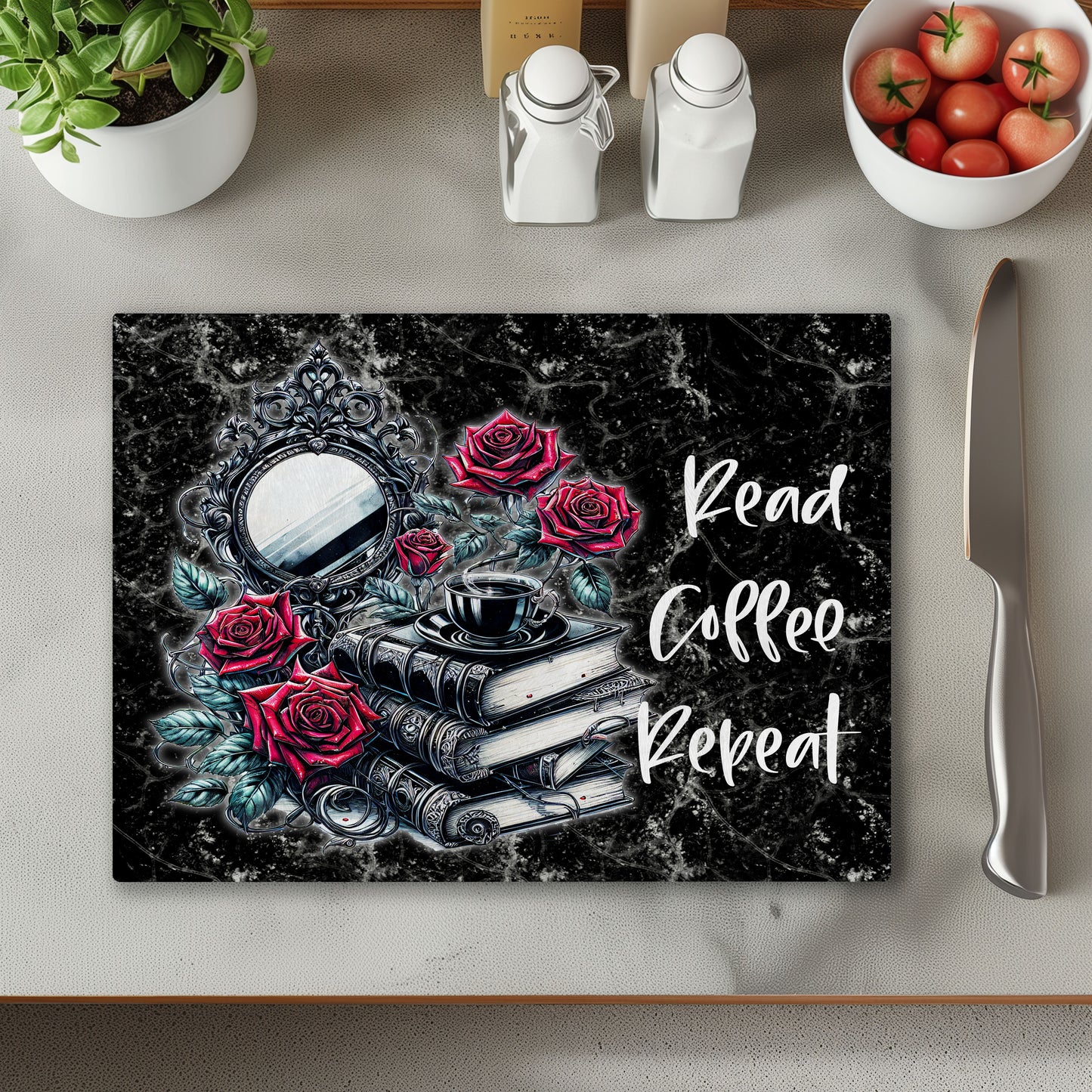 Read, Coffee, Repeat Books Chopping Cutting Board or Coaster