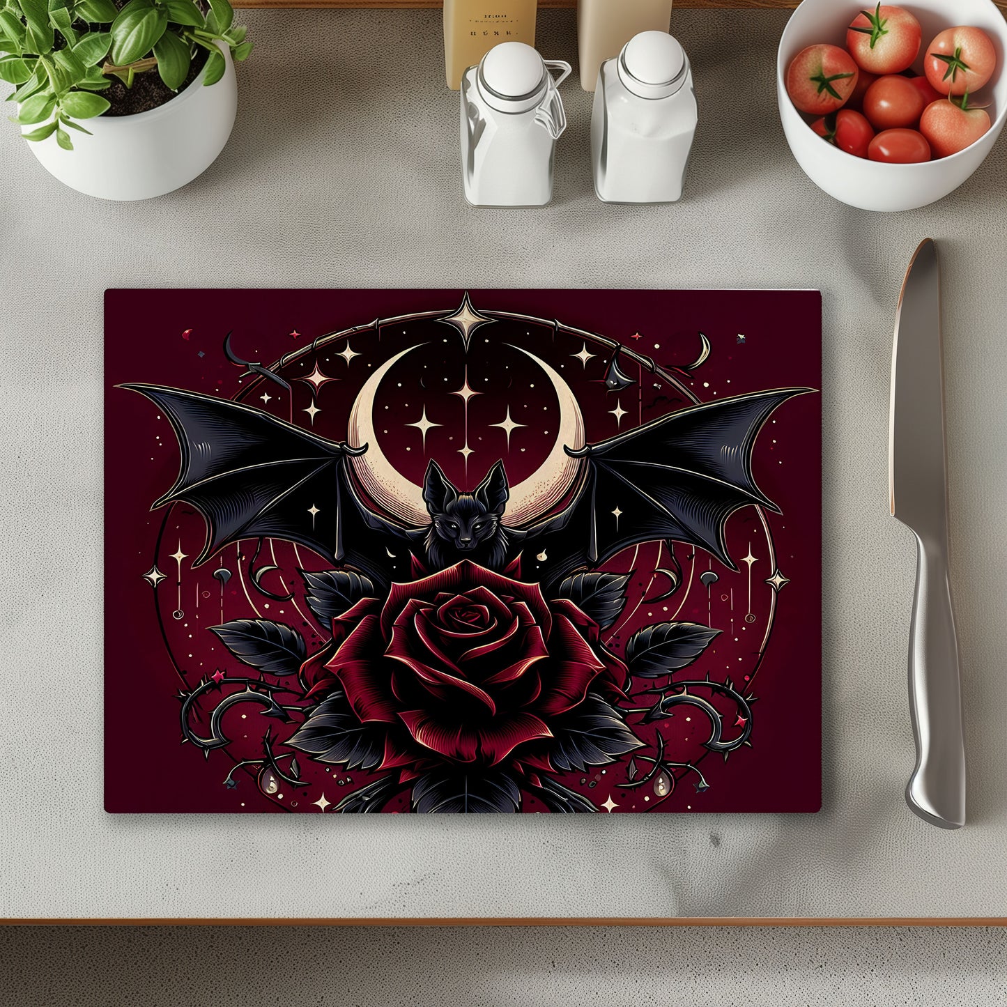 Red Bat Glass Chopping Cutting Board
