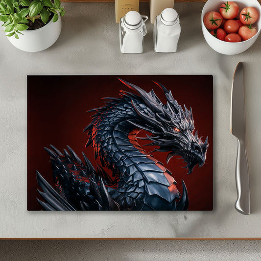 Red Dragon Glass Chopping Cutting Board