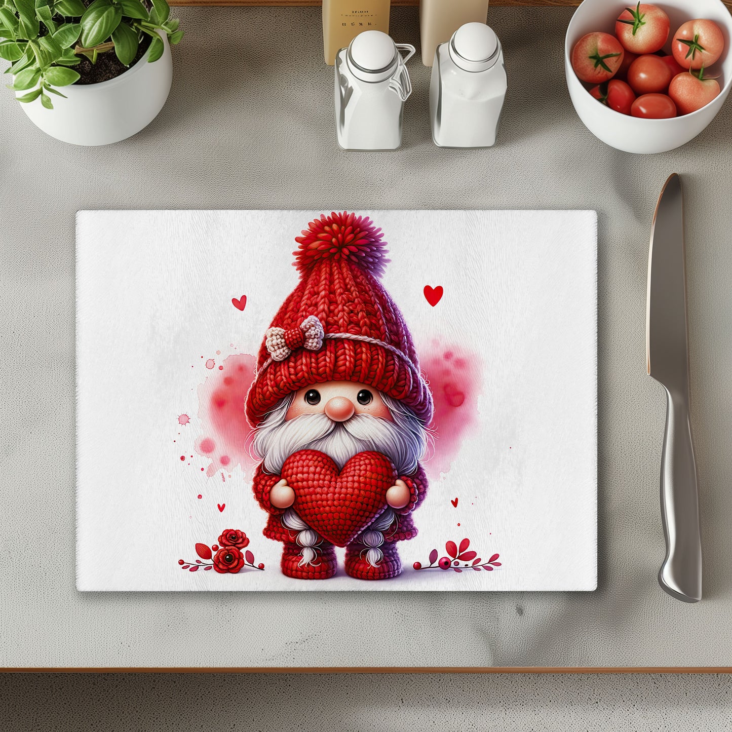 Red Gonk with Hearts 3 Chopping Cutting Board or Coaster