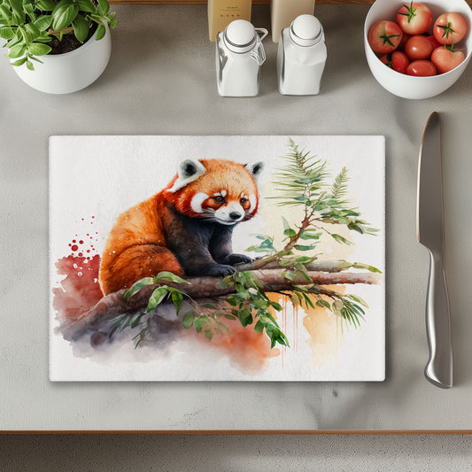 Red Panda Glass Chopping Cutting Board