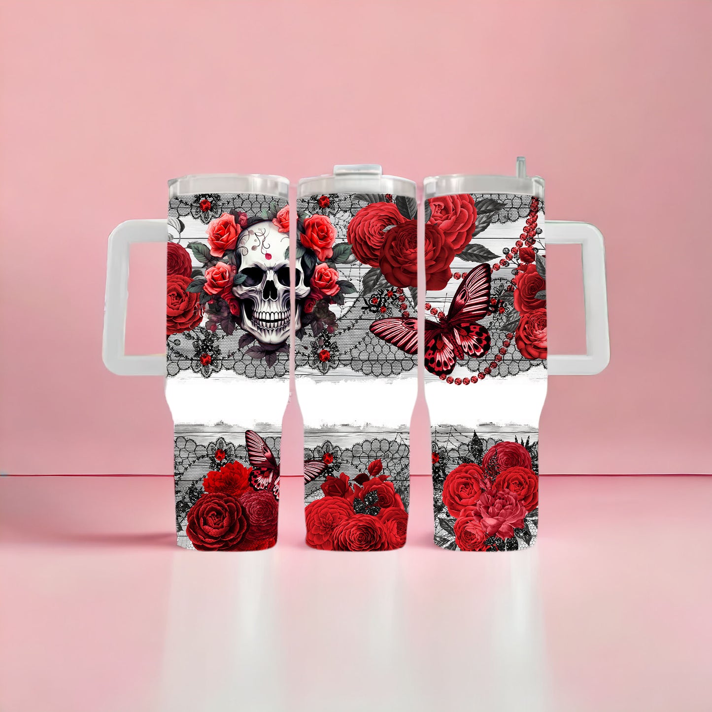 Roses Skulls and Butterflies 40oz Tumbler