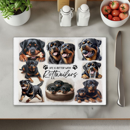 Rottweiler Rottie Dog Life is Better with Chopping Cutting Board or Coaster