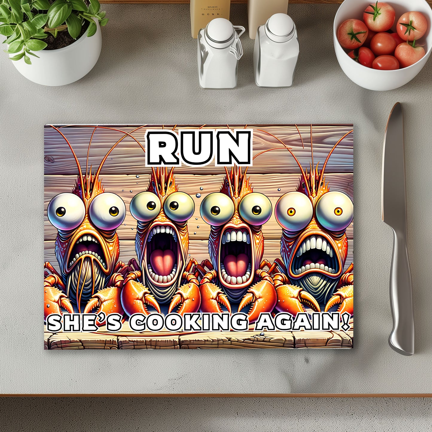 Shrimps Run Chopping Cutting Board or Coaster