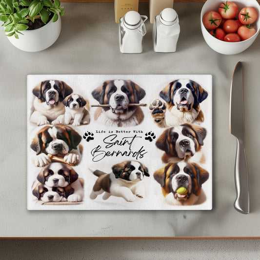 Saint Bernard Dog Life is Better with Chopping Cutting Board or Coaster