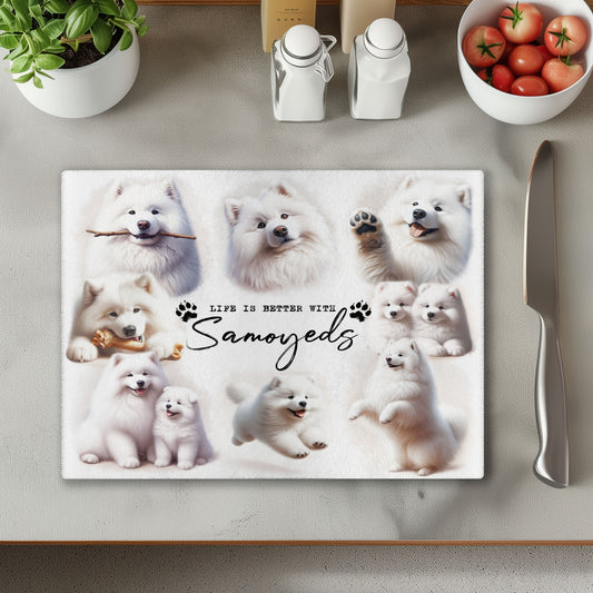Samoyed Dog Life is Better with Chopping Cutting Board or Coaster