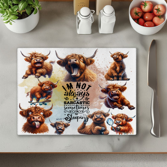 Sarcastic Cow Glass Chopping Cutting Board