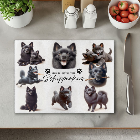 Schipperke Dog Life is Better with Chopping Cutting Board or Coaster