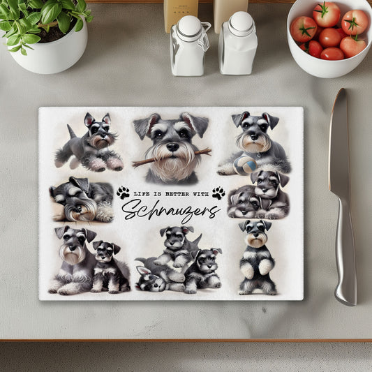 Schnauzer Dog Life is Better with Chopping Cutting Board or Coaster