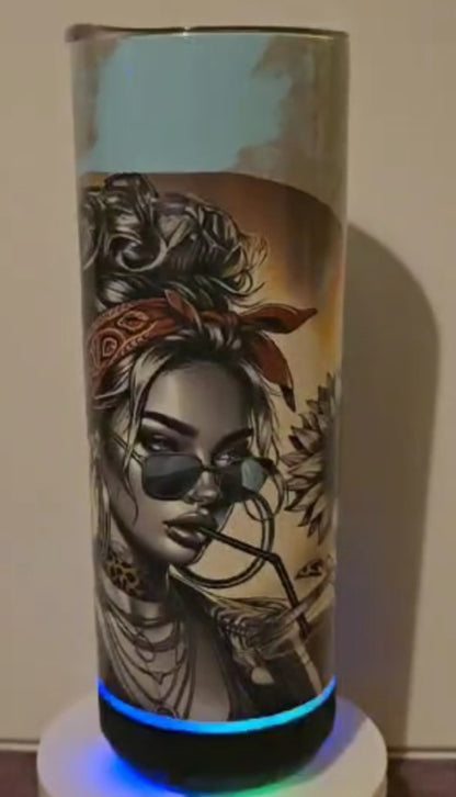 Woman with Sunglasses 20oz Bluetooth Speaker Tumbler