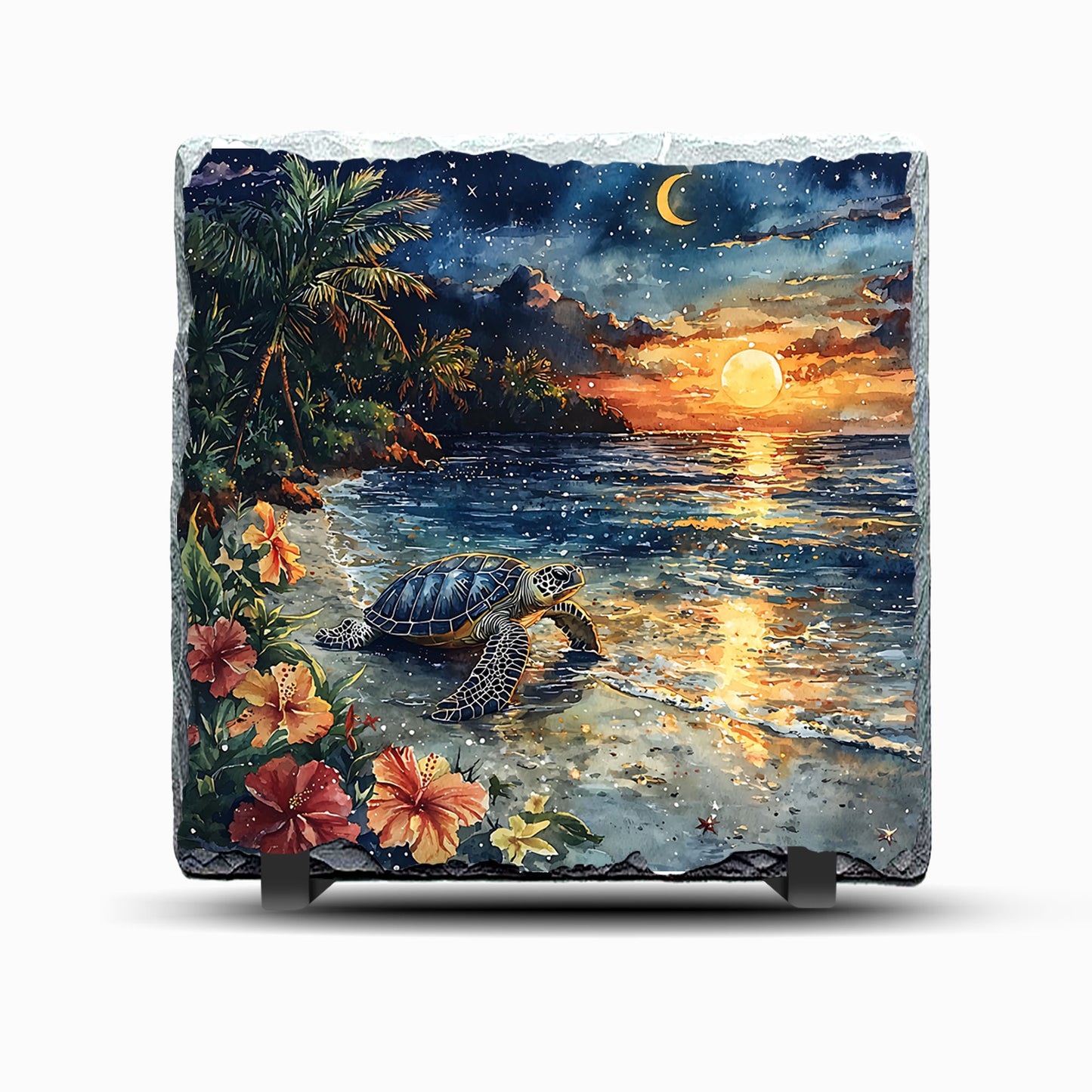 Sea Turtle Design 2 Printed Rock Slate