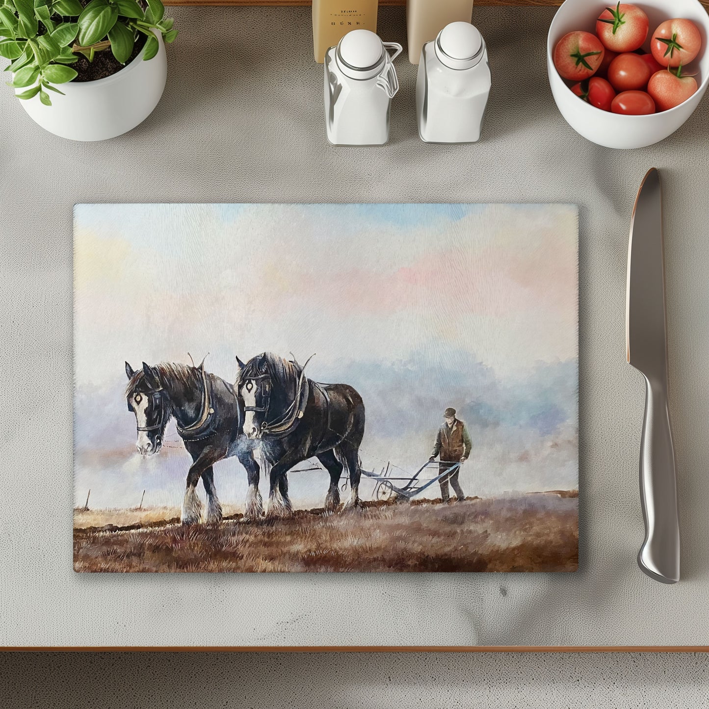 Shire Plough Horse Chopping Cutting Board or Coaster
