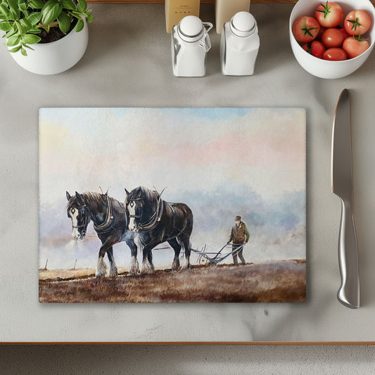 Shire Plough Horse Chopping Cutting Board or Coaster