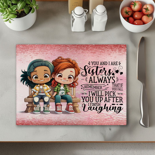 Sisters Pink 1 Chopping Cutting Board or Coaster