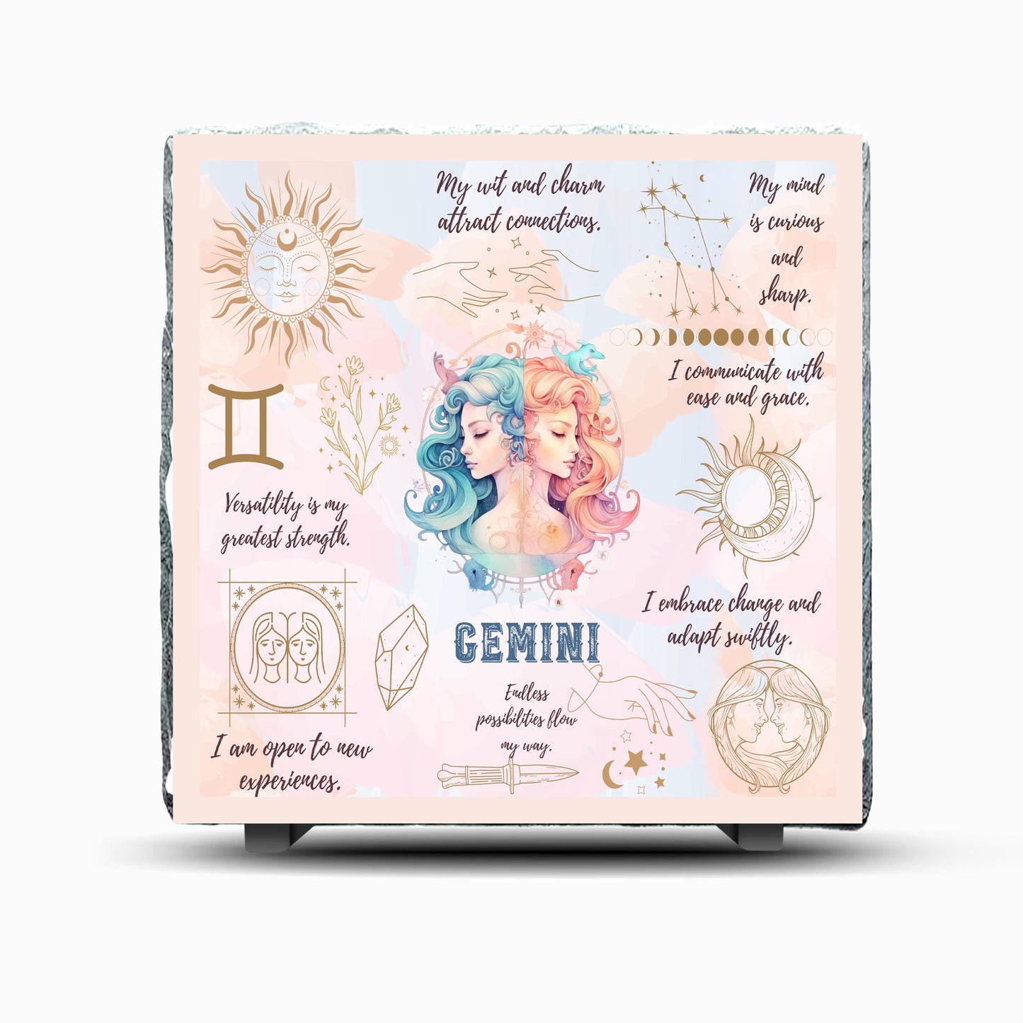 Star Sign Gemini Design Printed Rock Slate