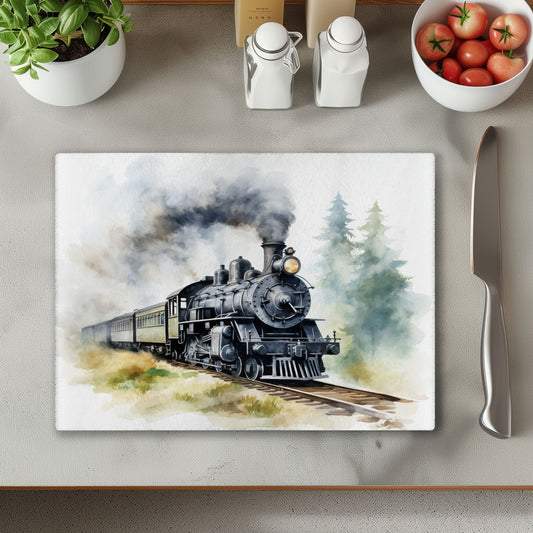 Steam Train 1 Glass Chopping Cutting Board