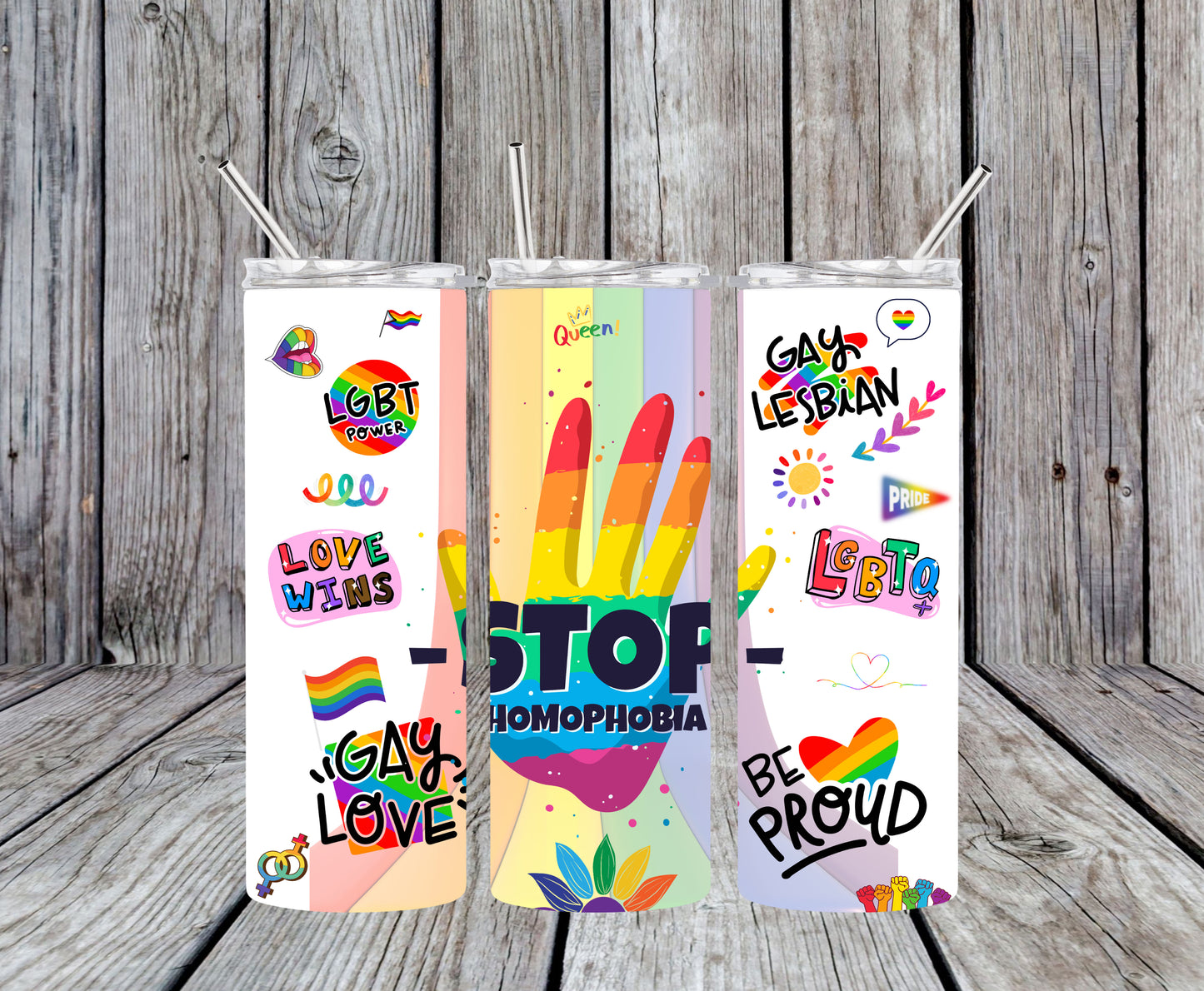 Stop Homophobia Pride Design 20oz Tumbler