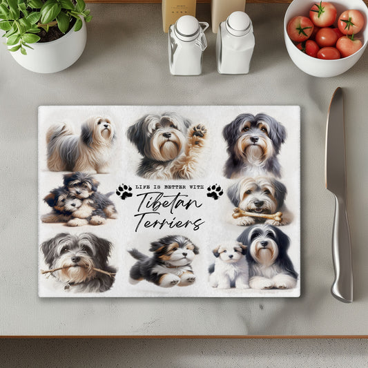 Tibetan Terrier Dog Life is Better with Chopping Cutting Board or Coaster