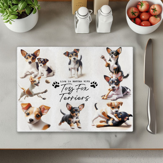 Toy Fox Terrier Dog Life is Better with Chopping Cutting Board or Coaster