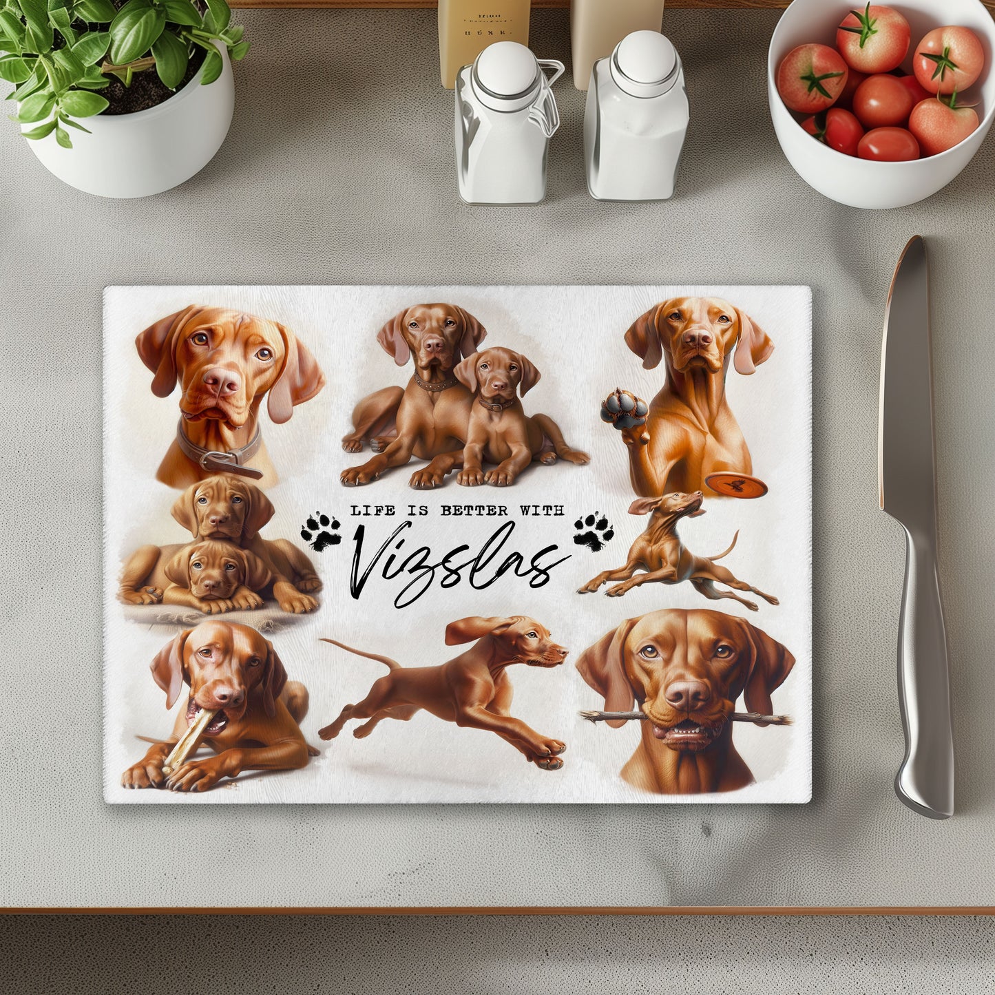 Vizsla Hungarian Pointer Dog Life is Better with Chopping Cutting Board or Coaster