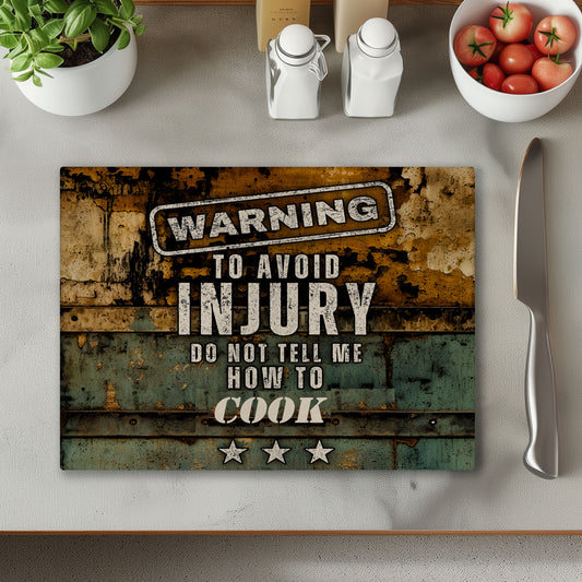 Warning Cook Chopping Cutting Board