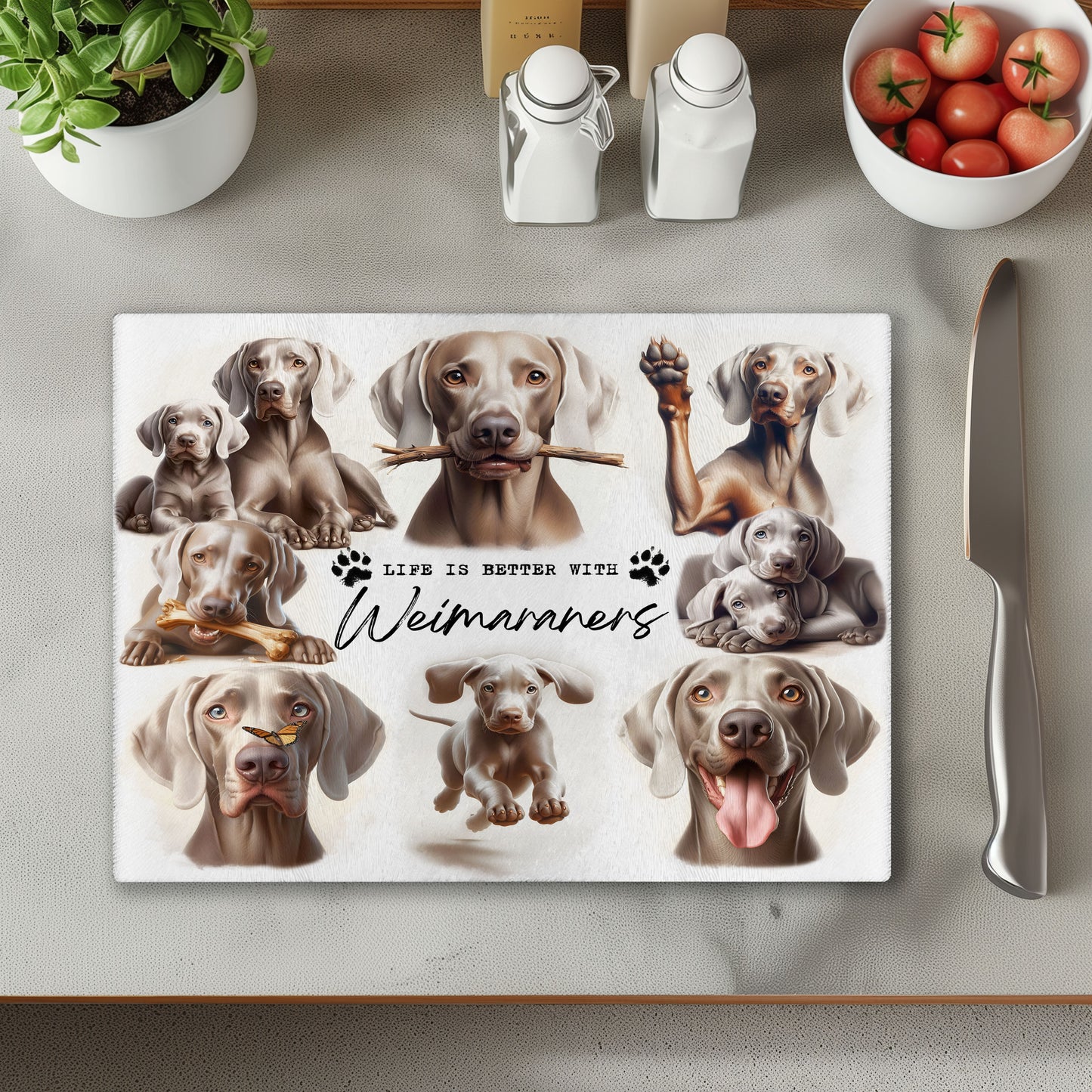Weimaraner Dog Life is Better with Chopping Cutting Board or Coaster