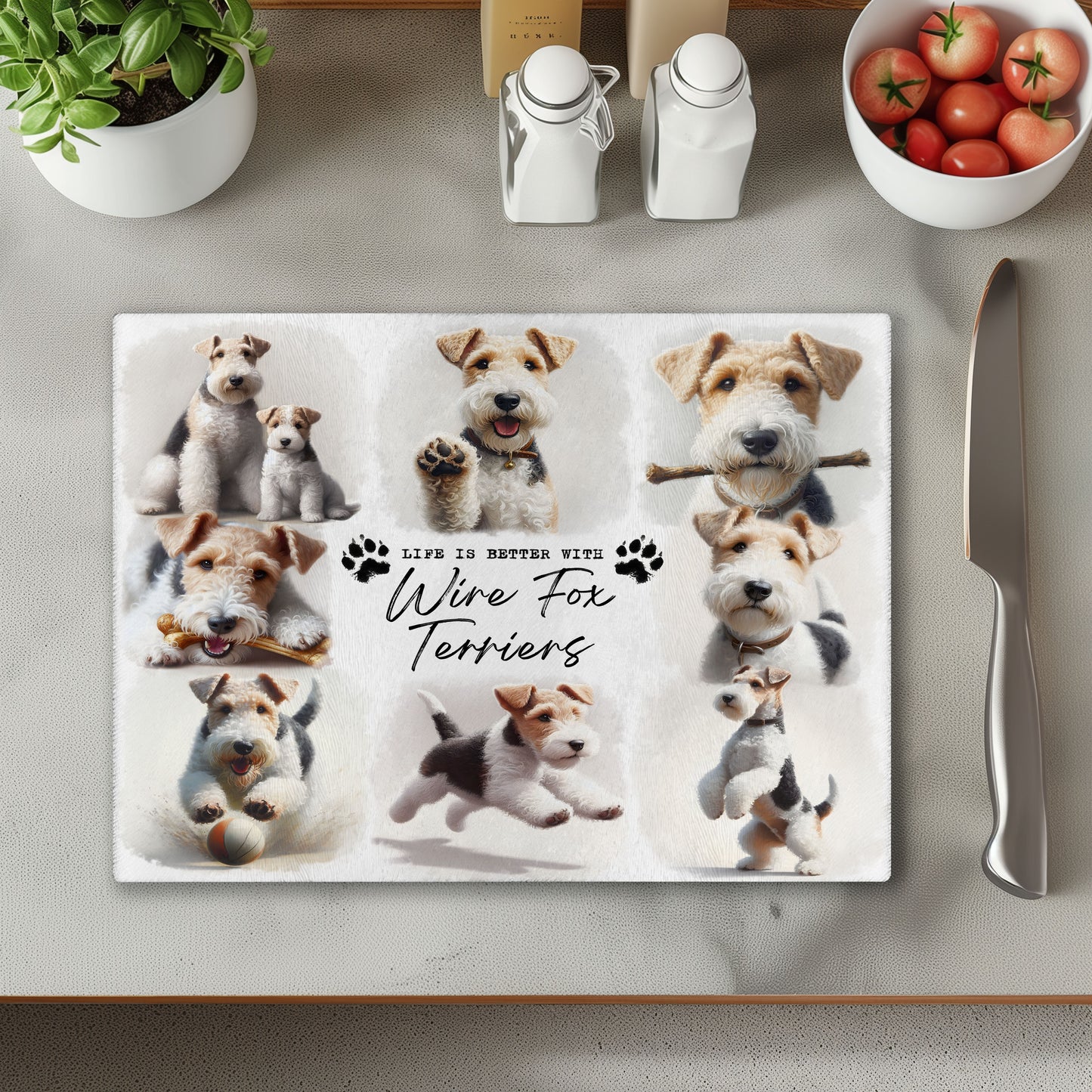 Wire Fox Terrier Dog Life is Better with Chopping Cutting Board or Coaster