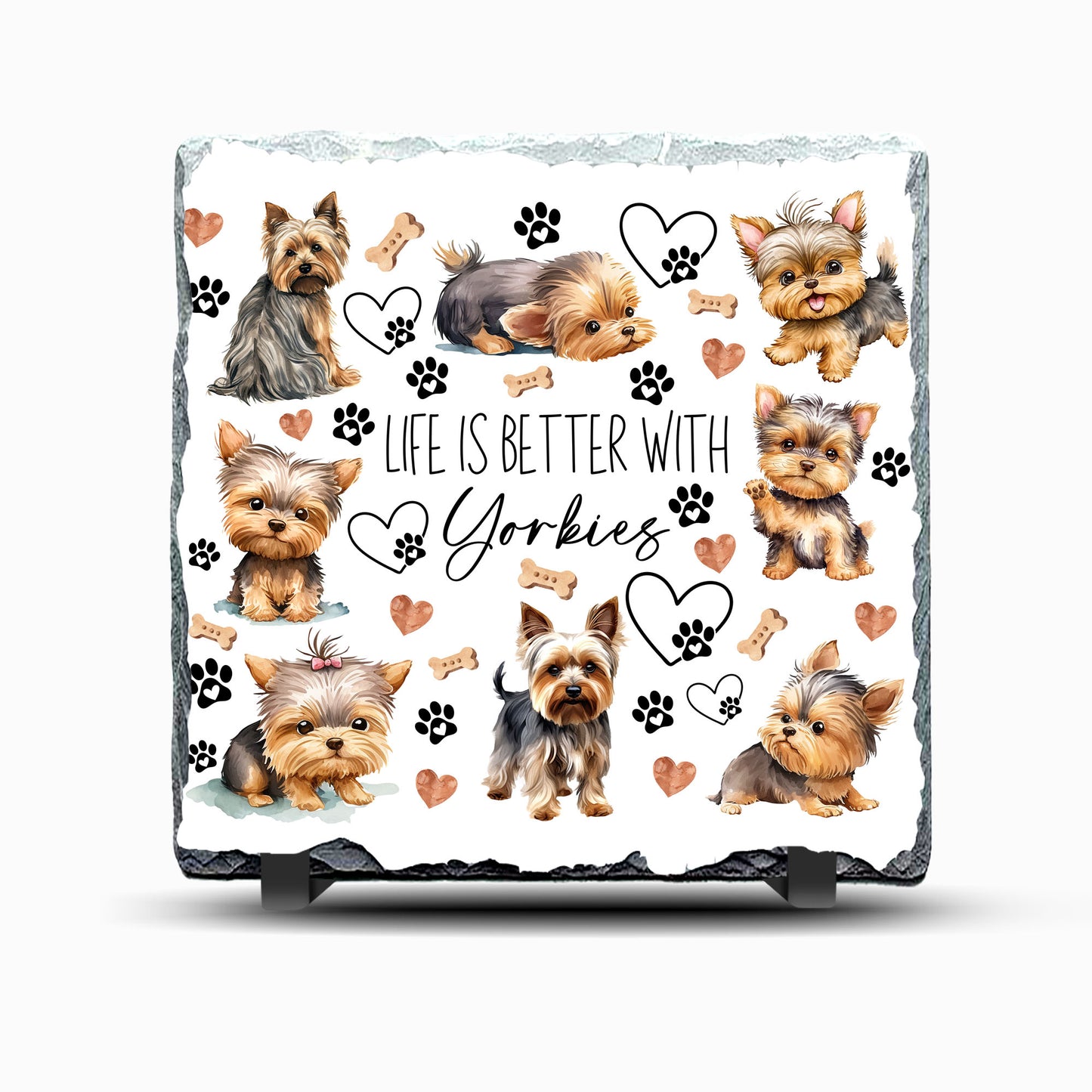 Yorkshire Terrier Yorkie Life is Better with Design Printed Rock Slate