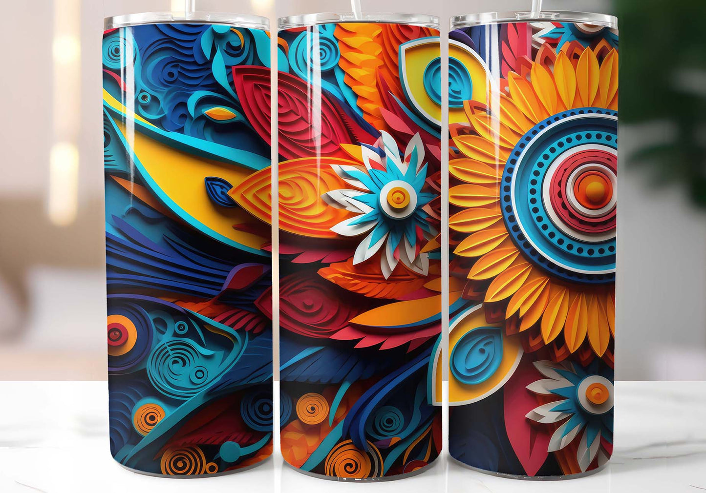 Bright Flower Design 20oz Tumbler