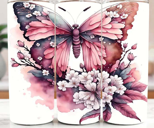 Pink and Black Butterfly2 20oz Tumbler